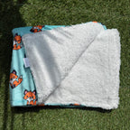 Blue dog blanket with foxes - Fur & Fox